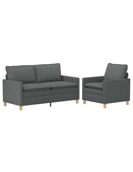 Set di divani 2 pz Grigio Scuro Tessuto