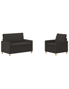 Set di divani 2 pz Grigio Scuro Tessuto 2