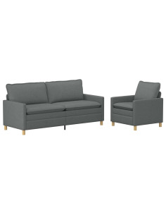 Set di divani 2 pz Grigio Scuro Tessuto 2