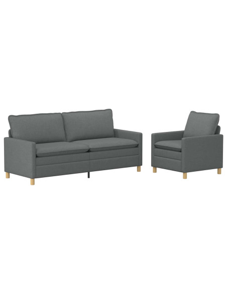 Set di divani 2 pz Grigio Scuro Tessuto