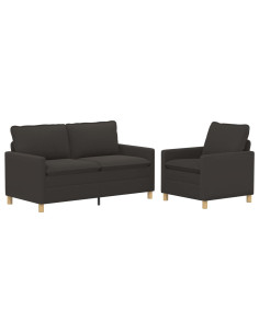 Set di divani 2 pz Grigio Scuro Tessuto 2