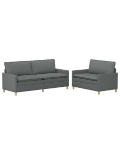 Set di divani 2 pz Grigio Scuro Tessuto 2