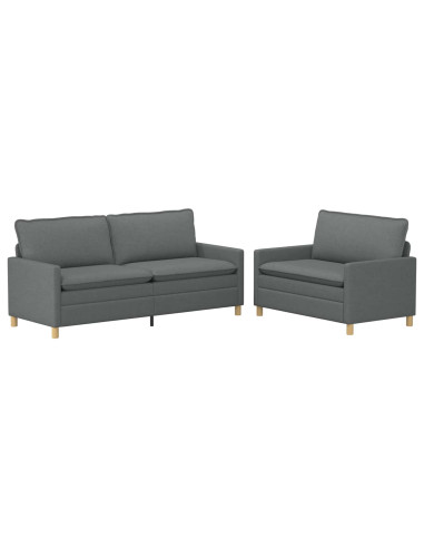 Set di divani 2 pz Grigio Scuro Tessuto