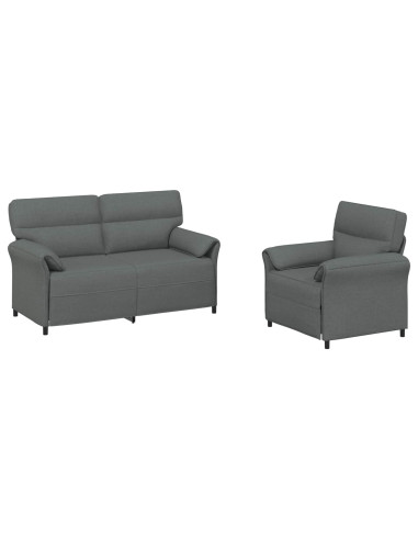 Set di divani 2 pz Grigio Scuro Tessuto