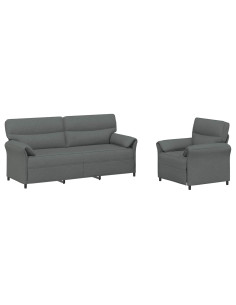 Set di divani 2 pz Grigio Scuro Tessuto 2