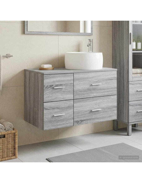 Set di mobili per il bagno 2 pz Sonoma grigio