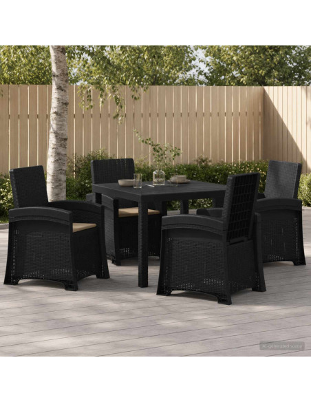 Set da Pranzo per Giardino 5 pz Antracite e Tortora PP
