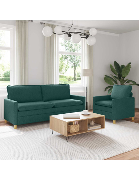 Set di divani 2 pz Verde Scuro Tessuto