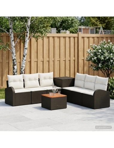 Set di divani 8 pz Nero e Bianco Crema
