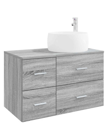 Set di mobili per il bagno 2 pz Sonoma grigio