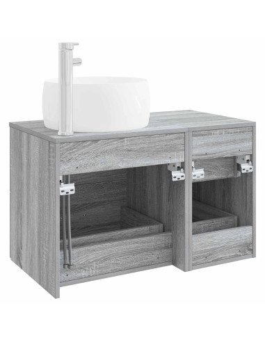 Set di mobili per il bagno 2 pz Sonoma grigio