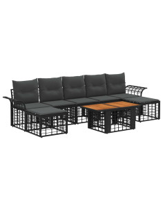 Set Divano da Giardino 8 pz Nero e Grigio scuro polyrattan 2