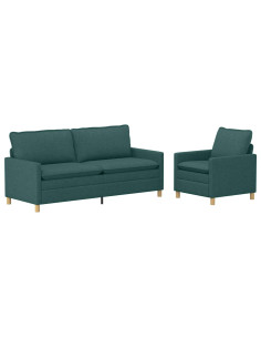 Set di divani 2 pz Verde Scuro Tessuto 2
