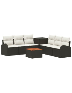 Set di divani 8 pz Nero e Bianco Crema 2