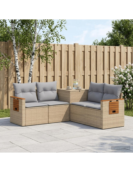 Set di divani 5 pz Beige e Grigio Chiaro