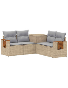 Set di divani 5 pz Beige e Grigio Chiaro 2