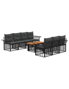 Set Divano da Giardino 8 pz Nero e Grigio scuro polyrattan 2