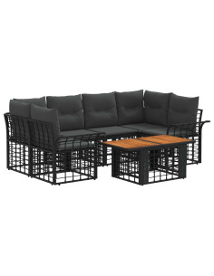 Set Divano da Giardino 7 pz Nero e Grigio scuro polyrattan 2