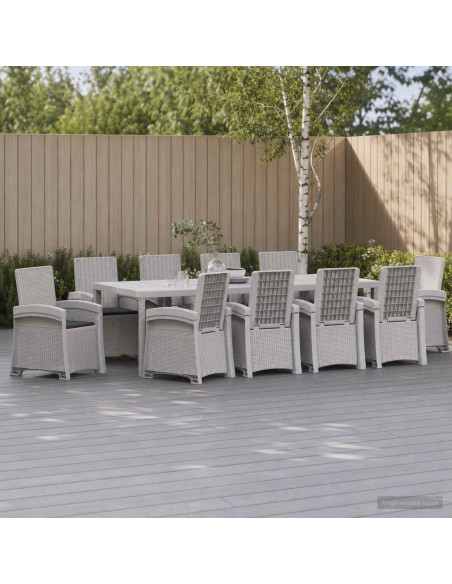 Set da Pranzo per Giardino 11 pz Bianco e Antracite PP
