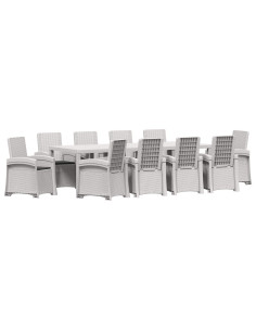 Set da Pranzo per Giardino 11 pz Bianco e Antracite PP 2