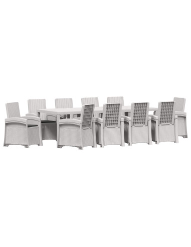 Set da Pranzo per Giardino 11 pz Bianco e Antracite PP