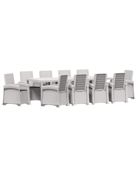 Set da Pranzo per Giardino 11 pz Bianco e Antracite PP