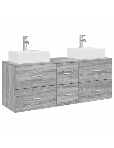 Set di Armadi da Bagno 3 pz Sonoma grigio 49,5 x 41 x 62,5 cm