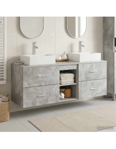 Set di Armadi da Bagno 3 pz Grigio Cemento 49,5 x 41 x 62,5 cm
