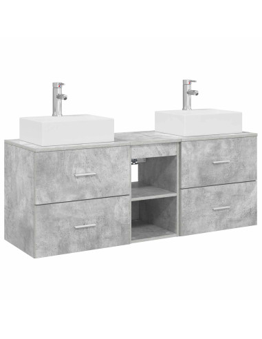 Set di Armadi da Bagno 3 pz Grigio Cemento 49,5 x 41 x 62,5 cm