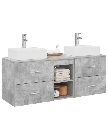 Set di Armadi da Bagno 3 pz Grigio Cemento 49,5 x 41 x 62,5 cm