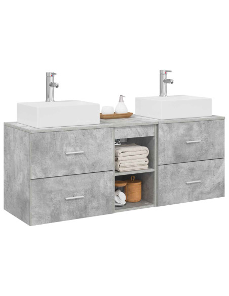 Set di Armadi da Bagno 3 pz Grigio Cemento 49,5 x 41 x 62,5 cm