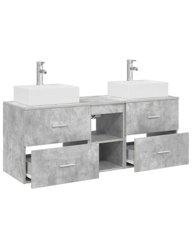 Set di Armadi da Bagno 3 pz Grigio Cemento 49,5 x 41 x 62,5 cm