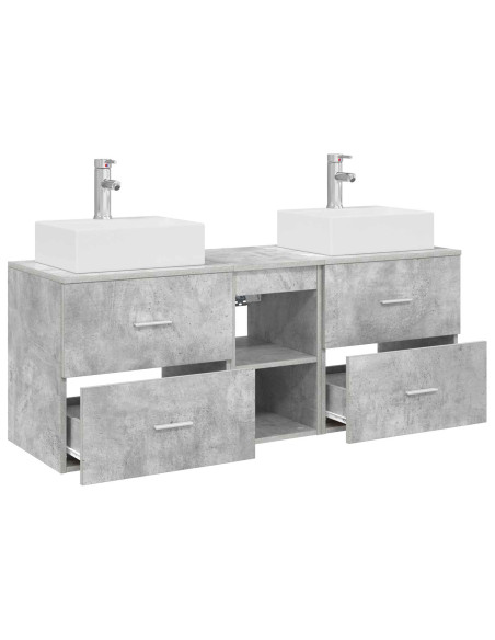 Set di Armadi da Bagno 3 pz Grigio Cemento 49,5 x 41 x 62,5 cm