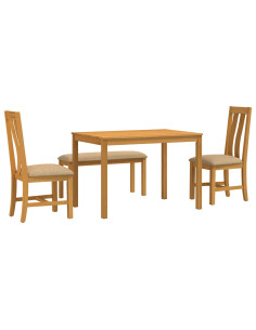 Set da pranzo 4 pz Beige Legno di Quercia Massello 2