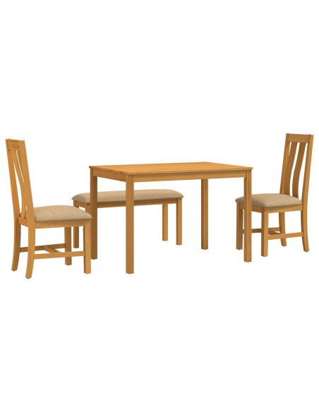 Set da pranzo 4 pz Beige Legno di Quercia Massello