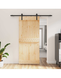 Porta scorrevole Naturale e Nero 90 x 210 cm