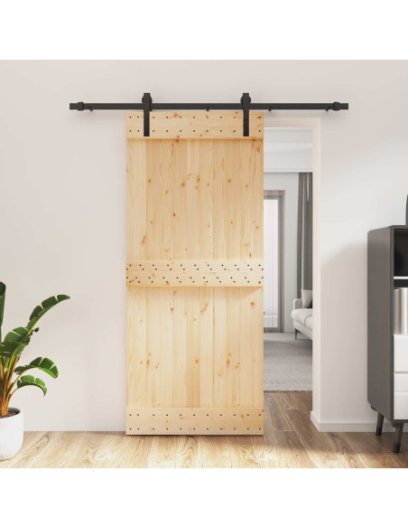 Porta scorrevole Naturale e Nero 90 x 210 cm