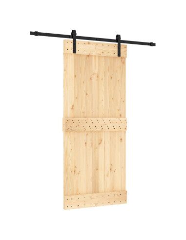 Porta scorrevole Naturale e Nero 90 x 210 cm