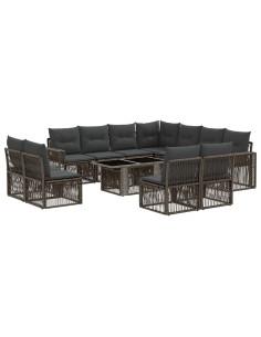 Set Divano da Giardino 12 pz Grigio e Grigio Scuro polyrattan 2