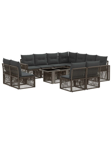 Set Divano da Giardino 12 pz Grigio e Grigio Scuro polyrattan