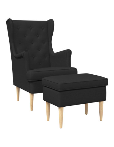 Poltrona con Ottomano 2 pz Nero Tessuto