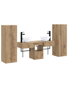 Set di mobili per il bagno 5 pz Rovere Artigianale 2