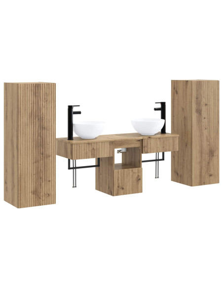 Set di mobili per il bagno 5 pz Rovere Artigianale
