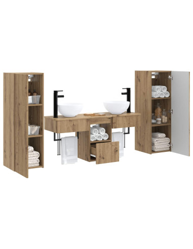 Set di mobili per il bagno 5 pz Rovere Artigianale