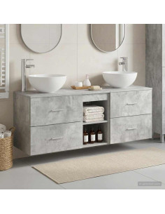 Set di Armadi da Bagno 3 pz Grigio Cemento 49,5 x 41 x 64,5 cm