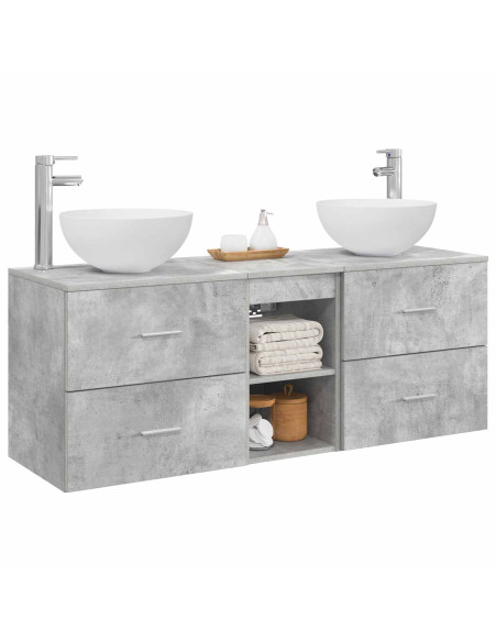 Set di Armadi da Bagno 3 pz Grigio Cemento 49,5 x 41 x 64,5 cm