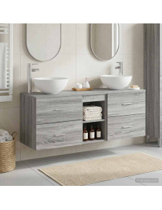 Set di Armadi da Bagno 3 pz Sonoma grigio 49,5 x 41 x 64,5 cm