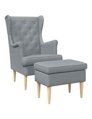 Poltrona con Ottomano 2 pz Grigio Chiaro Tessuto