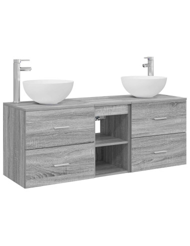 Set di Armadi da Bagno 3 pz Sonoma grigio 49,5 x 41 x 64,5 cm