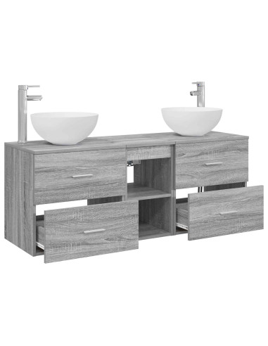 Set di Armadi da Bagno 3 pz Sonoma grigio 49,5 x 41 x 64,5 cm